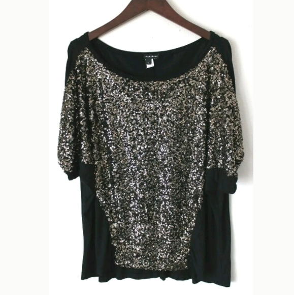 Nikibiki Scoop Neck Dolman Style‎ Sequin Rayon Tuni - Picture 1 of 5